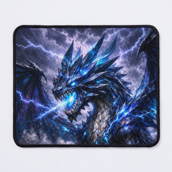 Item preview, Lightning Storm Dragon | Electric Fantasy Wall Art designed and sold by DrakariArt.