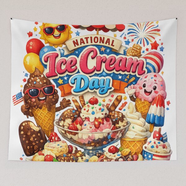 Item preview, National Ice Cream Day Sweet Summer Celebration Cute Ice Cream Illustration designed and sold by an9beac.