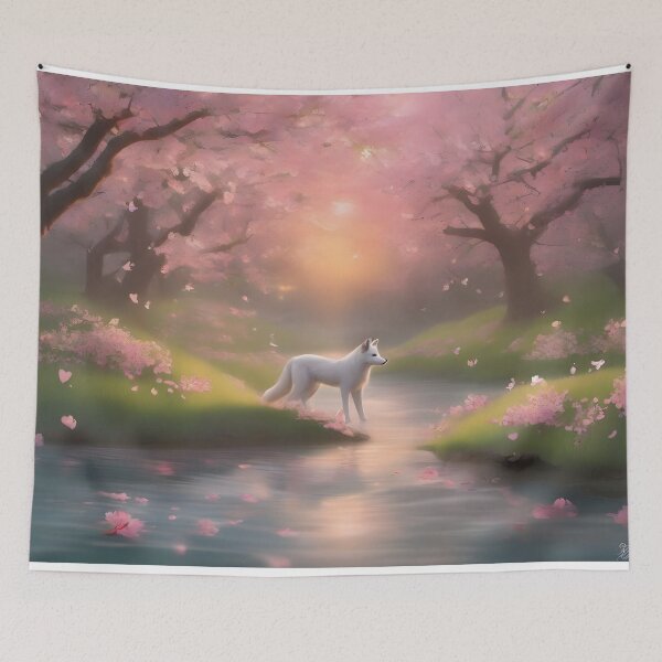 Item preview, White Fox in the Cherry Blossom Grove designed and sold by Fanta-sticky.