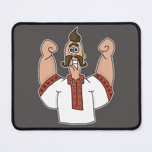 Item preview, Stylized Ukrainian Coat of Arms Tryzub Sticker | Funny Strong Cossack Cartoon designed and sold by MyxaART.