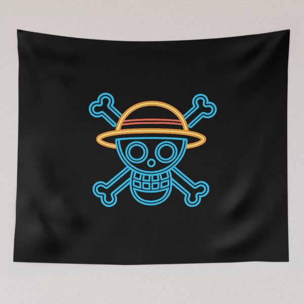 Item preview, Neon Pirate Skull with Straw Hat | Anime-Inspired Glowing Line Art Graphic designed and sold by Clauxel.