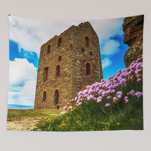 Item preview, Wheal Coates Tower, Coastal Ruin and Wildflowers, St Agnes, Cornwall, England designed and sold by Paul Thompson Photography.