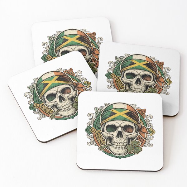 Item preview, St Patricks Day Irish Rasta Skull shamrock sunglasses designed and sold by ArtDesignTp.