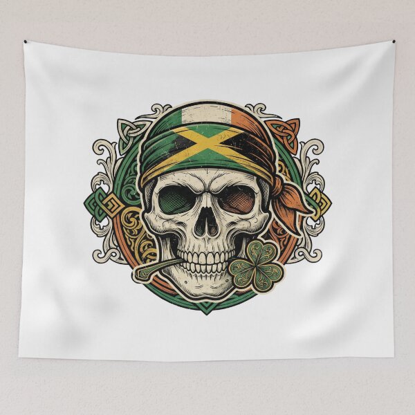 Item preview, St Patricks Day Irish Rasta Skull shamrock sunglasses designed and sold by ArtDesignTp.