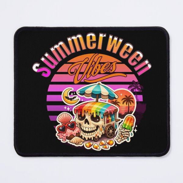 Item preview, Summerween Vibes Skeleton Ice Cream Cart Retro Sunset Tropical Halloween designed and sold by Youngkev-arts.