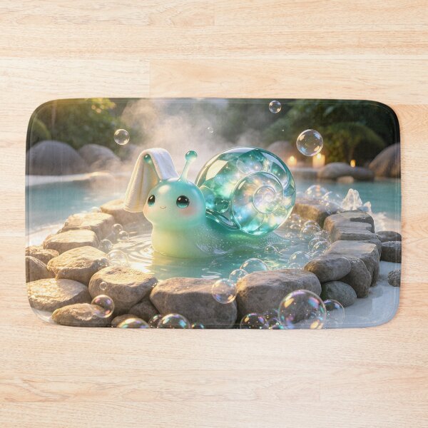 Item preview, The Spa Snail - Emerald Snail Relaxing in a Magical Hot Spring designed and sold by ABYSSLAB.