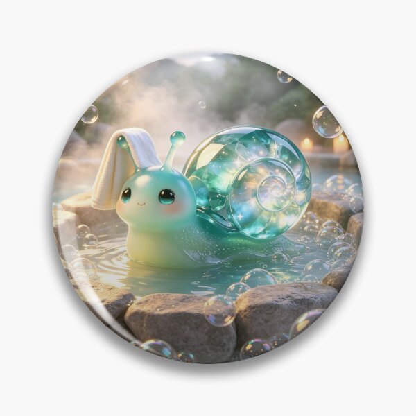 Item preview, The Spa Snail - Emerald Snail Relaxing in a Magical Hot Spring designed and sold by ABYSSLAB.