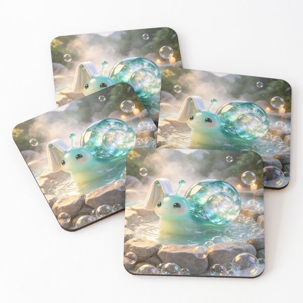 Item preview, The Spa Snail - Emerald Snail Relaxing in a Magical Hot Spring designed and sold by ABYSSLAB.