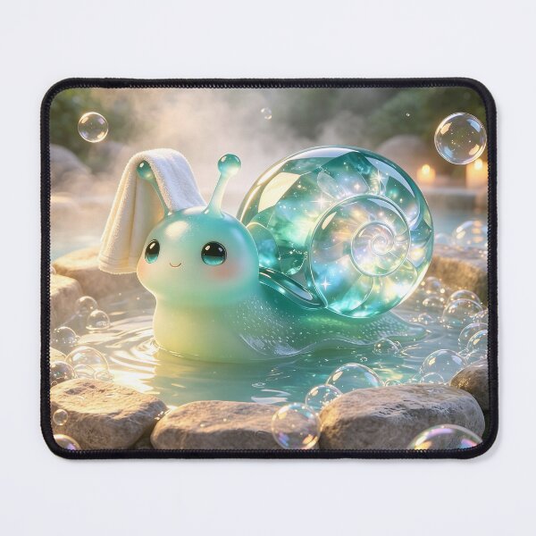 Item preview, The Spa Snail - Emerald Snail Relaxing in a Magical Hot Spring designed and sold by ABYSSLAB.