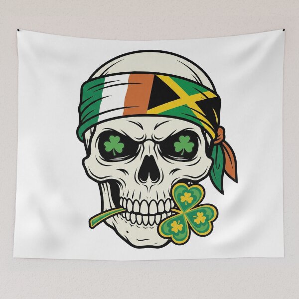 Item preview, Funny St Patricks Day Irish Rasta Skull  lucky  bandana designed and sold by ArtDesignTp.