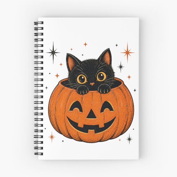 Item preview, Vintage Black Cat in Jack O' Lantern | Retro Halloween Cat | Mid-Century Halloween Art designed and sold by Rewind Society.