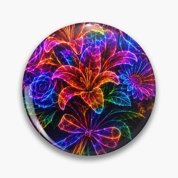 Item preview, Neon Electric Rainbow Flower Bouquet Glow Art designed and sold by Aureva Arts Shop.