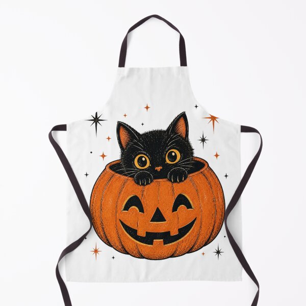 Item preview, Vintage Black Cat in Jack O' Lantern | Retro Halloween Cat | Mid-Century Halloween Art designed and sold by Rewind Society.