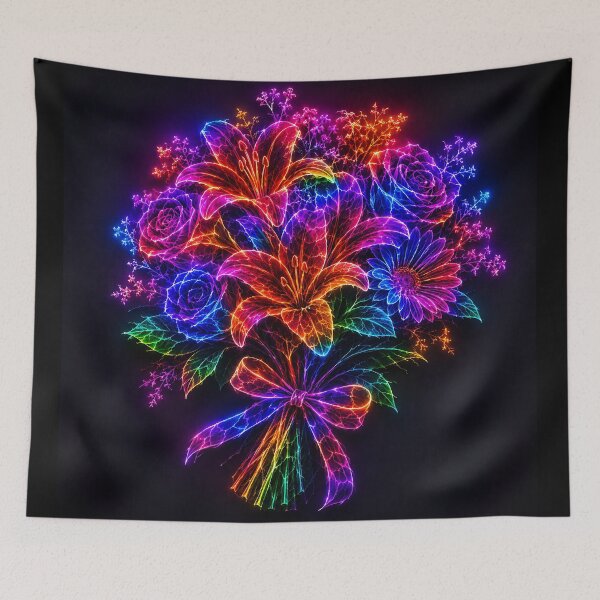 Item preview, Neon Electric Rainbow Flower Bouquet Glow Art designed and sold by Aureva Arts Shop.