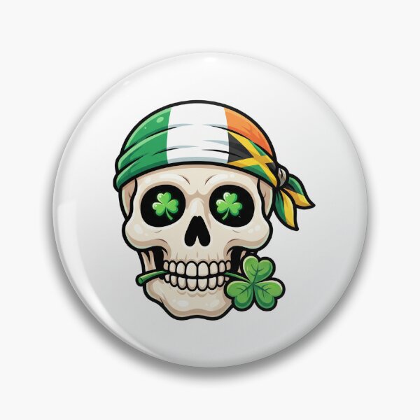 Item preview, St Patricks Day Irish Rasta skull  four leaf lucky  graphic designed and sold by ArtDesignTp.