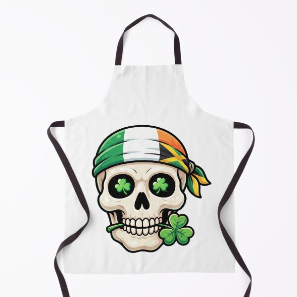 Item preview, St Patricks Day Irish Rasta skull four leaf lucky graphic designed and sold by ArtDesignTp.