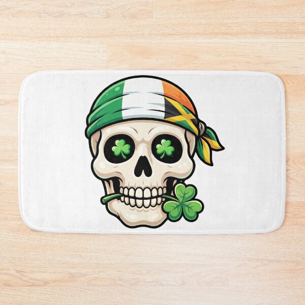 Item preview, St Patricks Day Irish Rasta skull  four leaf lucky  graphic designed and sold by ArtDesignTp.