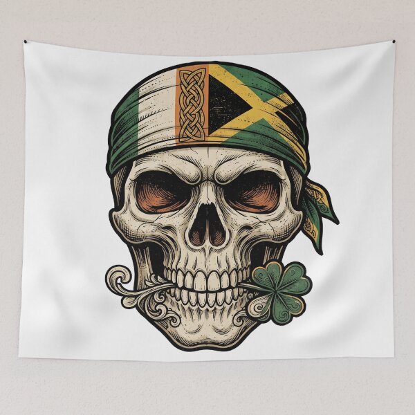 Item preview, Funny St Patricks Day Irish Rasta skull style designed and sold by ArtDesignTp.