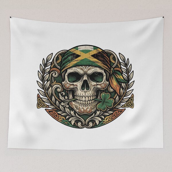 Item preview, St Patricks Day Irish Rasta Skull  lucky skull designed and sold by ArtDesignTp.