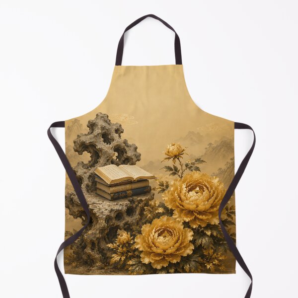 Item preview, Korean Vintage Scholar Rock Wall Art - Golden Peony and Ancient Books designed and sold by K-Tradition.