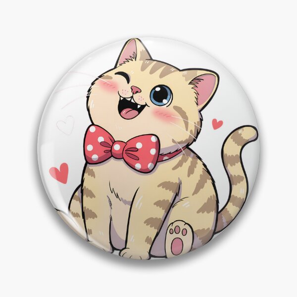 Item preview, Cute Kawaii Winking Tabby Cat with Red Polka Dot Bowtie | Chubby Kitten Sticker | Cat Lover Gift | Pastel Hearts | Cute Animal Art for Stickers, T-Shirts & Accessories designed and sold by Flownow.