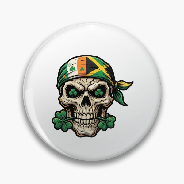 Item preview, St Patricks Day Irish Rasta Skull lucky clover rasta skull designed and sold by ArtDesignTp.