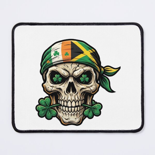 Item preview, St Patricks Day Irish Rasta Skull lucky clover rasta skull designed and sold by ArtDesignTp.