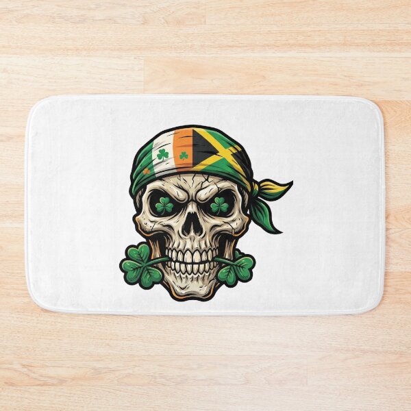 Item preview, St Patricks Day Irish Rasta Skull lucky clover rasta skull designed and sold by ArtDesignTp.