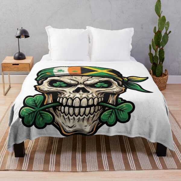 Item preview, St Patricks Day Irish Rasta Skull lucky clover rasta skull designed and sold by ArtDesignTp.