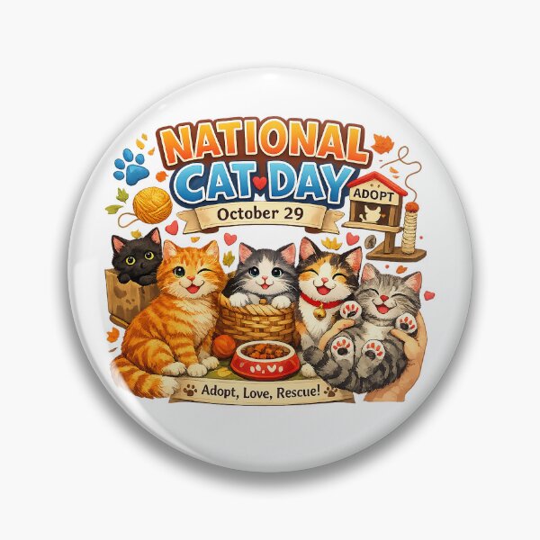 Item preview, National Cat Day October 29 Adopt Love Rescue Cats Illustration designed and sold by an9beac.