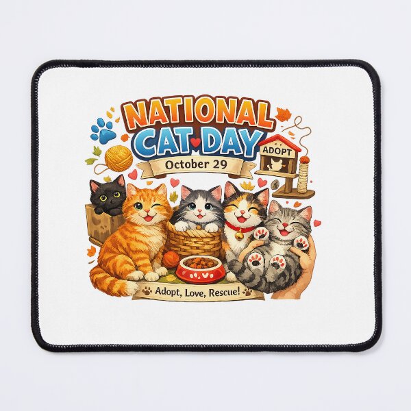 Item preview, National Cat Day October 29 Adopt Love Rescue Cats Illustration designed and sold by an9beac.