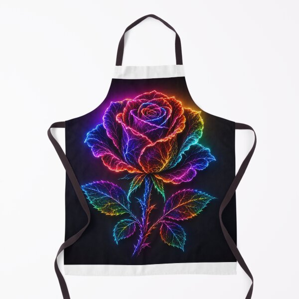 Item preview, Neon Rainbow Rose Glowing Fractal Flower Art designed and sold by Aureva Arts Shop.