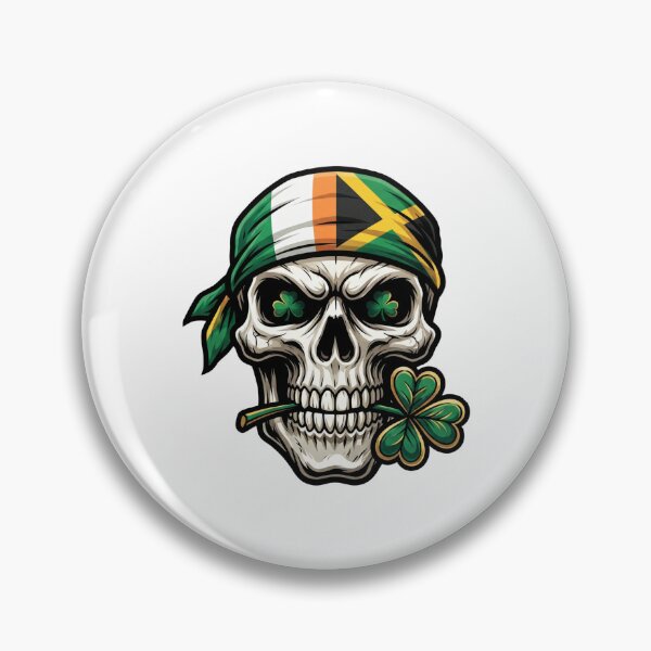 Item preview, Funny St Patricks Day Irish Rasta Skull lucky clover designed and sold by ArtDesignTp.