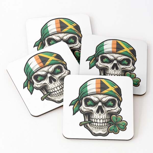 Item preview, Funny St Patricks Day Irish Rasta Skull lucky clover designed and sold by ArtDesignTp.