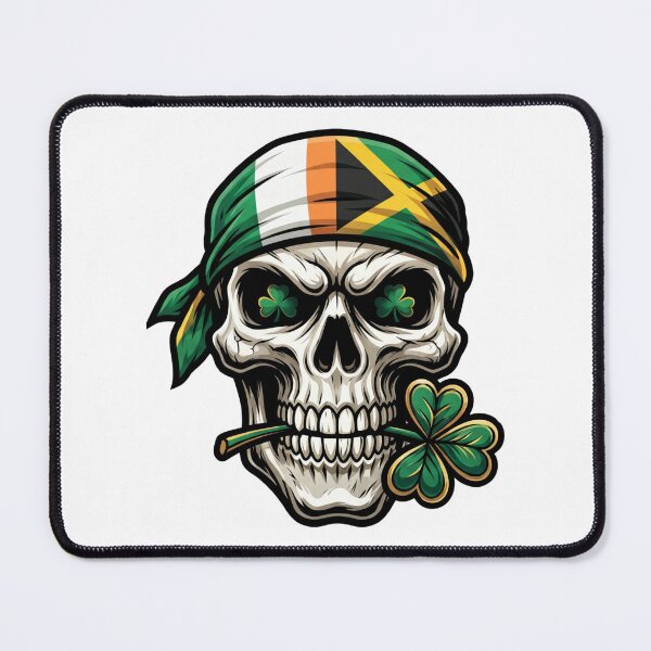 Item preview, Funny St Patricks Day Irish Rasta Skull lucky clover designed and sold by ArtDesignTp.