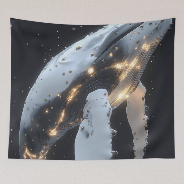 Item preview, Humpback Whale Cosmic Ocean Silver Gold Dream Voyage designed and sold by mildaclairmo.