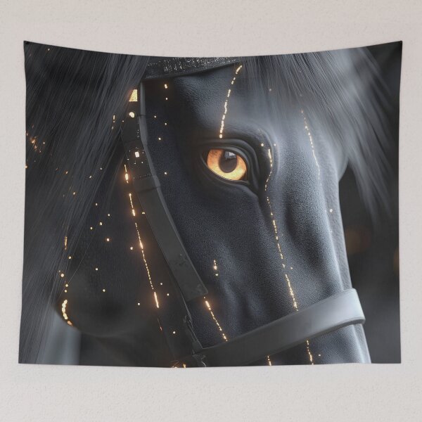 Item preview, Horse Cyber Noir Amber Eye Futuristic Bridle Glow designed and sold by mildaclairmo.
