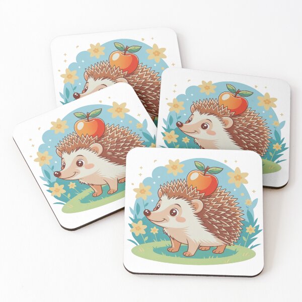 Item preview, Cute Cartoon Hedgehog with Apple Kawaii Woodland Animal Graphic designed and sold by GabeMountainArt.