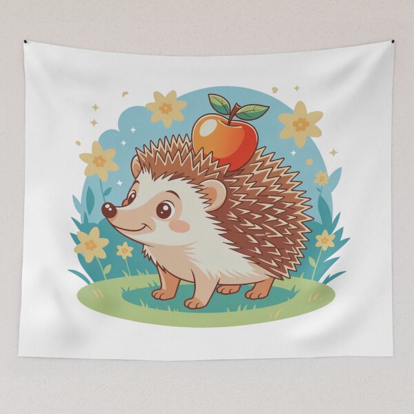 Item preview, Cute Cartoon Hedgehog with Apple Kawaii Woodland Animal Graphic designed and sold by Gabe1983.