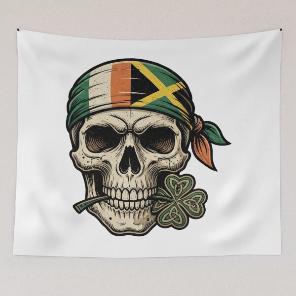 Item preview, Funny St Patricks Day Irish Rasta Skull designed and sold by ArtDesignTp.