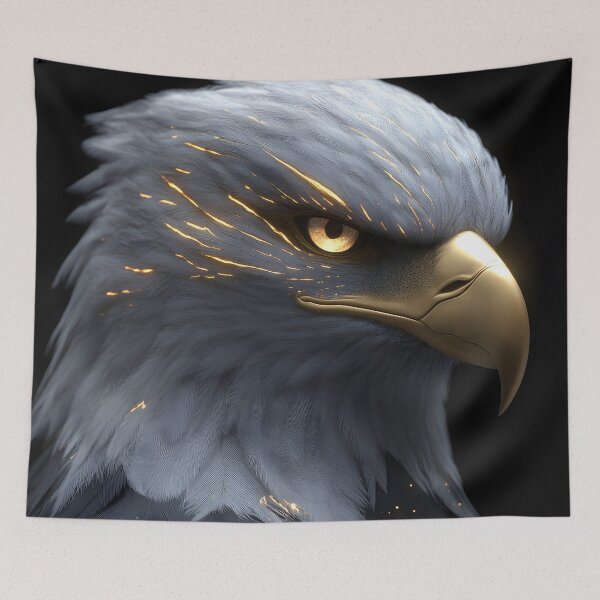 Item preview, Bald Eagle Golden Gaze Majestic Feather Storm Glow designed and sold by mildaclairmo.