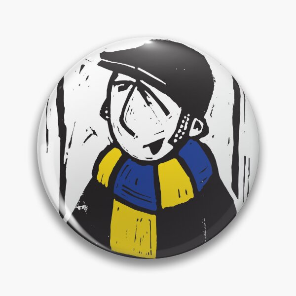 Item preview, Classic Football Fan Illustration | Retro Terrace Supporter | Sky Blue & Yellow Scarf - Lino designed and sold by GWARTGB.