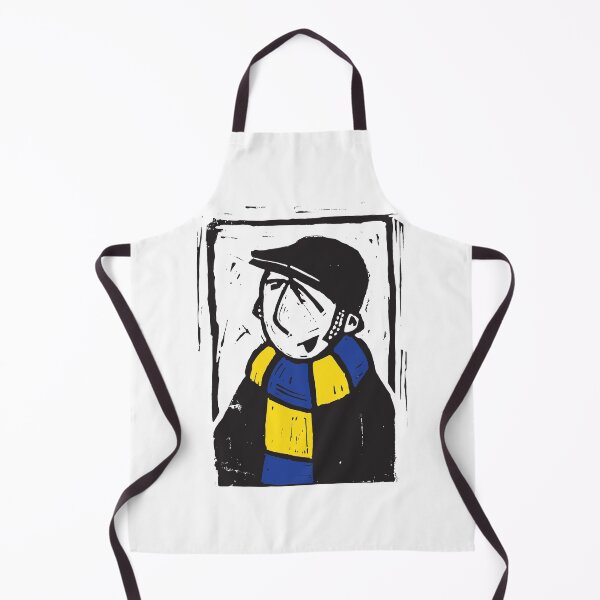 Item preview, Classic Football Fan Illustration | Retro Terrace Supporter | Sky Blue & Yellow Scarf - Lino designed and sold by GWARTGB.