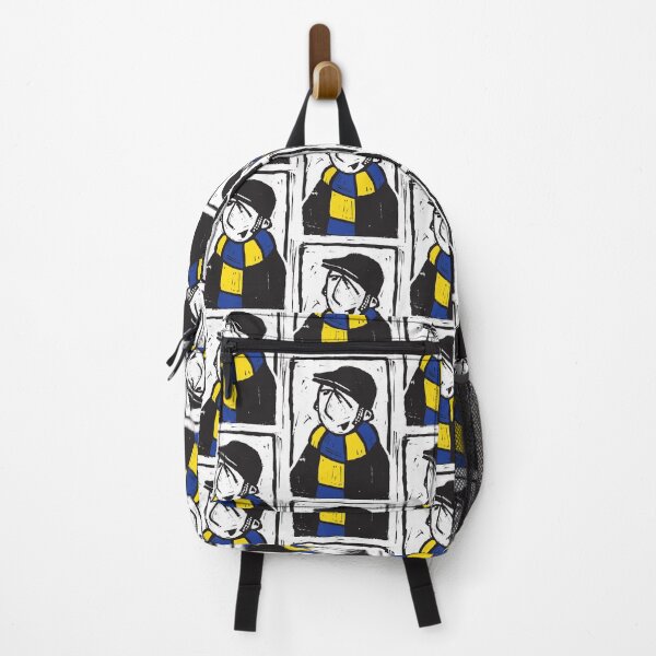 Item preview, Classic Football Fan Illustration | Retro Terrace Supporter | Sky Blue & Yellow Scarf - Lino designed and sold by GWARTGB.