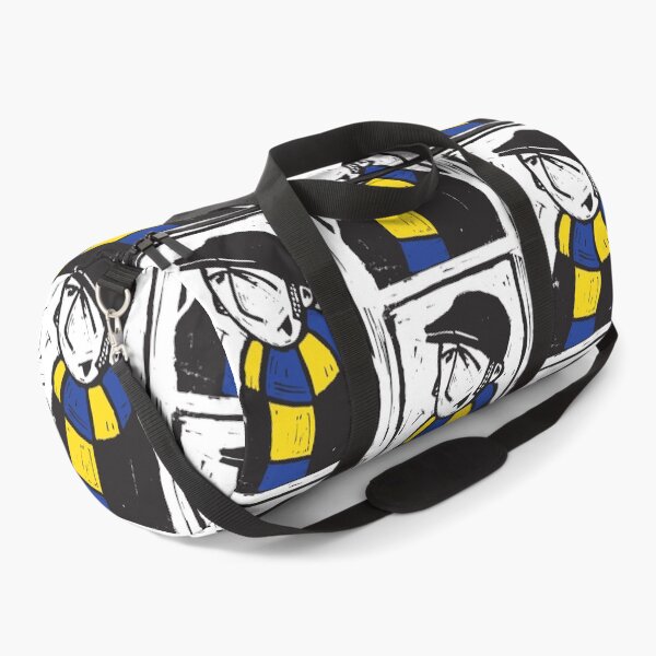 Item preview, Classic Football Fan Illustration | Retro Terrace Supporter | Sky Blue & Yellow Scarf - Lino designed and sold by GWARTGB.