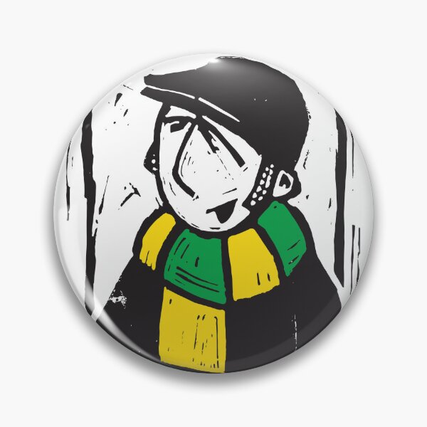 Item preview, Classic Football Fan Illustration | Retro Terrace Supporter | Green & Yellow Scarf - Lino designed and sold by GWARTGB.