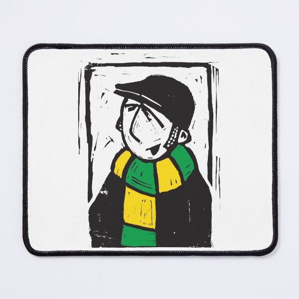 Item preview, Classic Football Fan Illustration | Retro Terrace Supporter | Green & Yellow Scarf - Lino designed and sold by GWARTGB.
