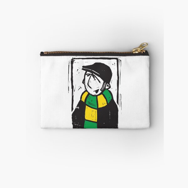 Item preview, Classic Football Fan Illustration | Retro Terrace Supporter | Green & Yellow Scarf - Lino designed and sold by GWARTGB.