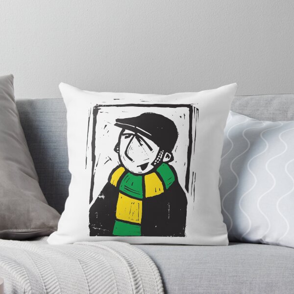 Item preview, Classic Football Fan Illustration | Retro Terrace Supporter | Green & Yellow Scarf - Lino designed and sold by GWARTGB.