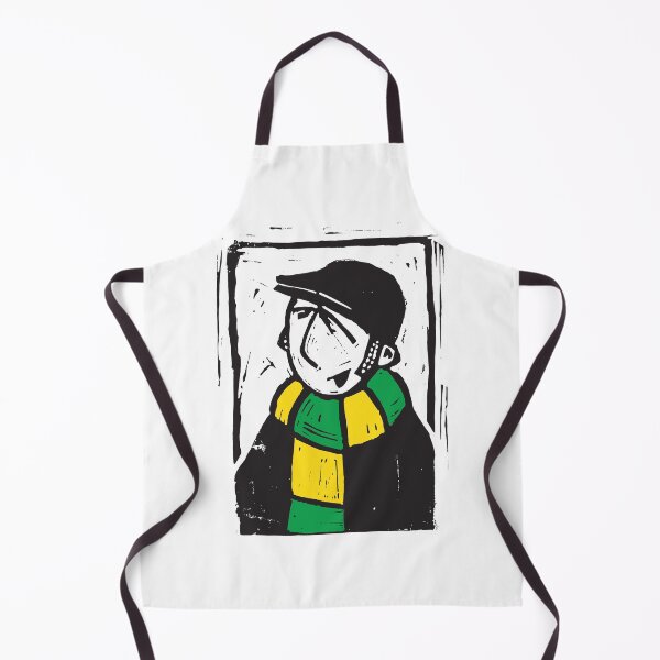 Item preview, Classic Football Fan Illustration | Retro Terrace Supporter | Green & Yellow Scarf - Lino designed and sold by GWARTGB.
